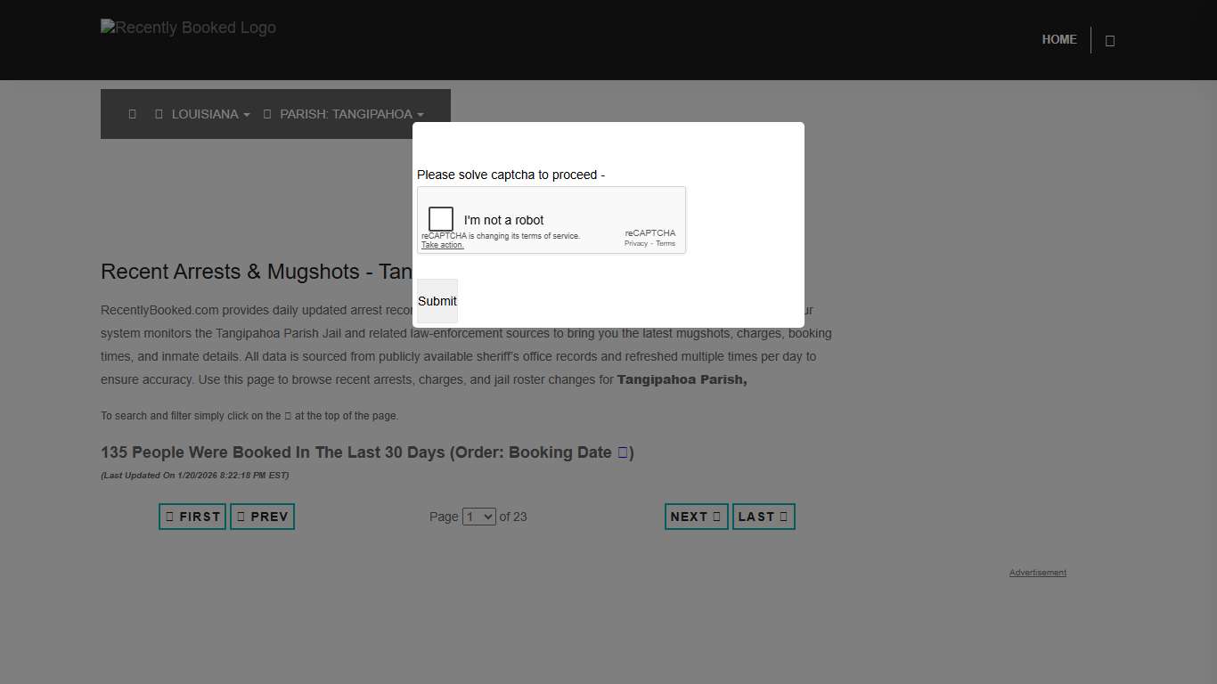 Tangipahoa Parish, Louisiana Mugshots RecentlyBooked.com