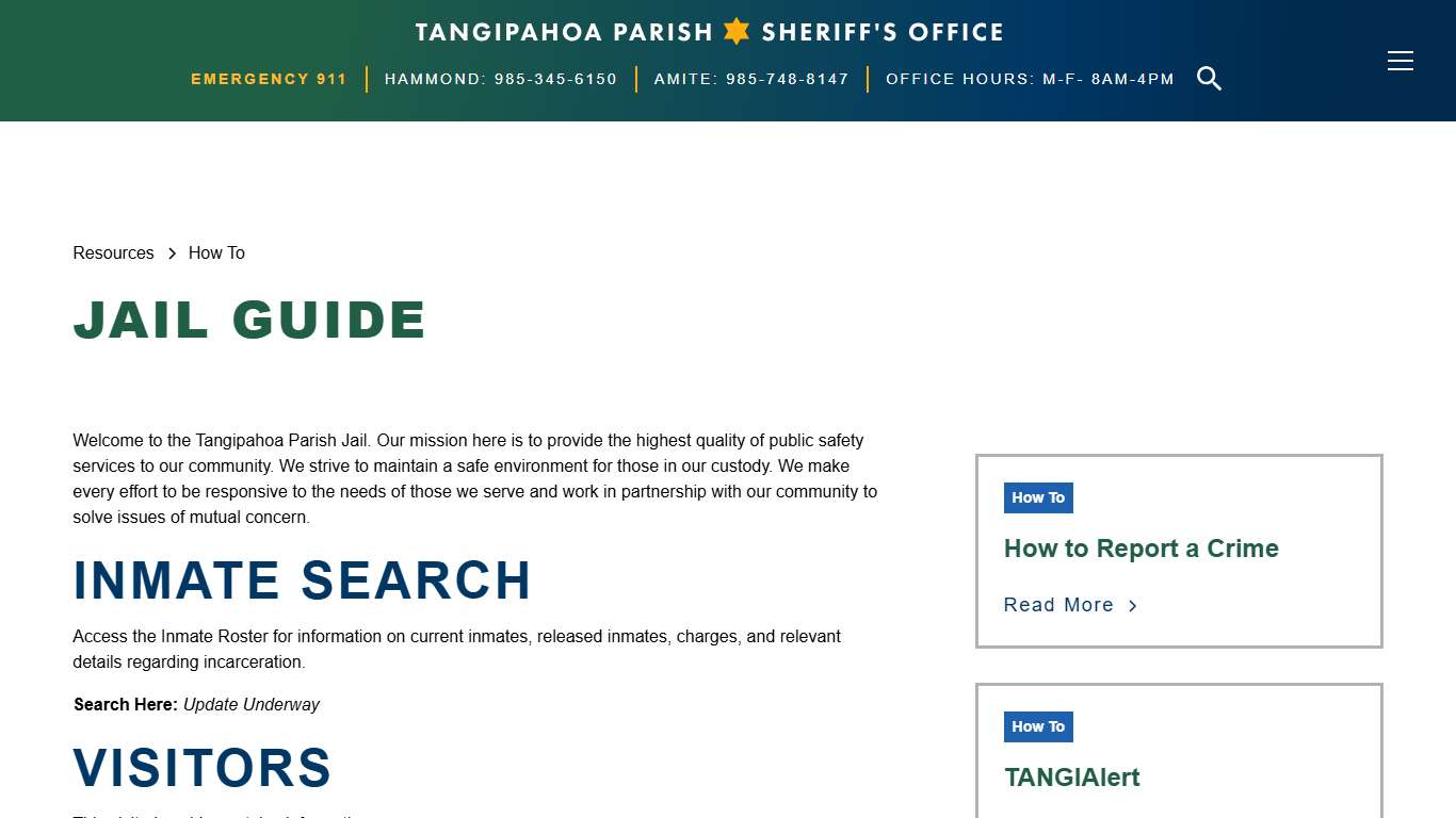 Jail Guide Tangipahoa Parish Sheriff's Office
